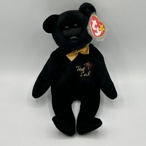 TY Beanie Baby The End Black‎ Bear 1999 Millennium Tag Protector Retired Plush